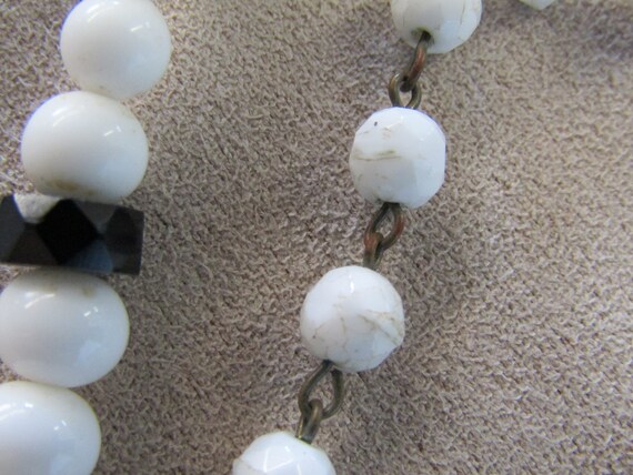 West Germany white and black beaded necklace - image 5