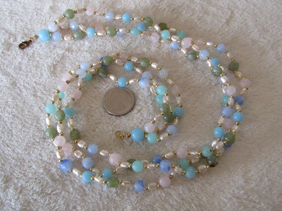 Vintage tri strand bead necklace - image 2