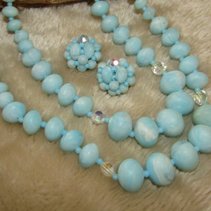 Vintage Japan faux stone and crystal jewelry set