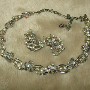 Vintage aurora borealis rhinestone jewelry set