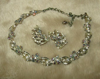 Vintage Aurora Borealis smyckeset med strass