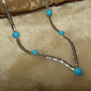 Vintage Sarah Coventry faux turquoise V necklace