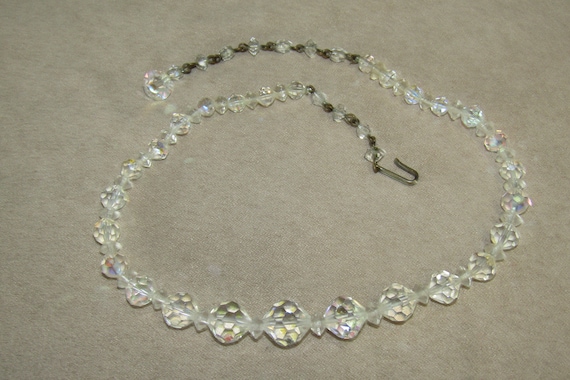 Vtg rainbow crystal choker necklace - image 1