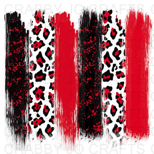 Red and Black Leopard Sublimation Background / Leopard Print / Red and Black / Brushstrokes / Background / Sublimation Background /