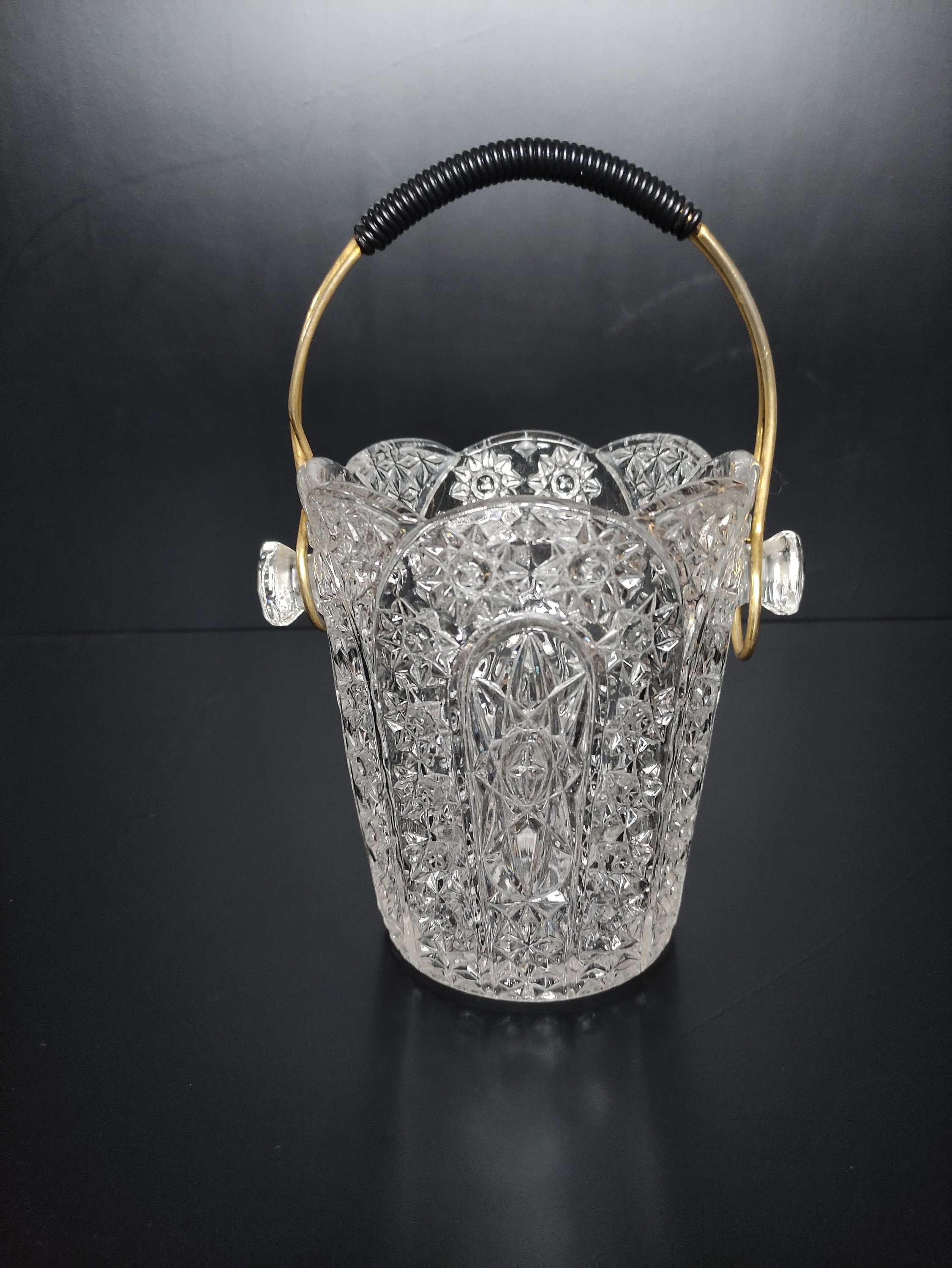 Sceau à Glaçons/Glace/Vide Poche/Vase en Verre Travaillé - Ancien/Vintage Années 70