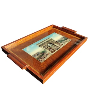 Bandeja pequeña /recuerdo de París/Postal de París - arco triunfal - madera - vintage siglo XX