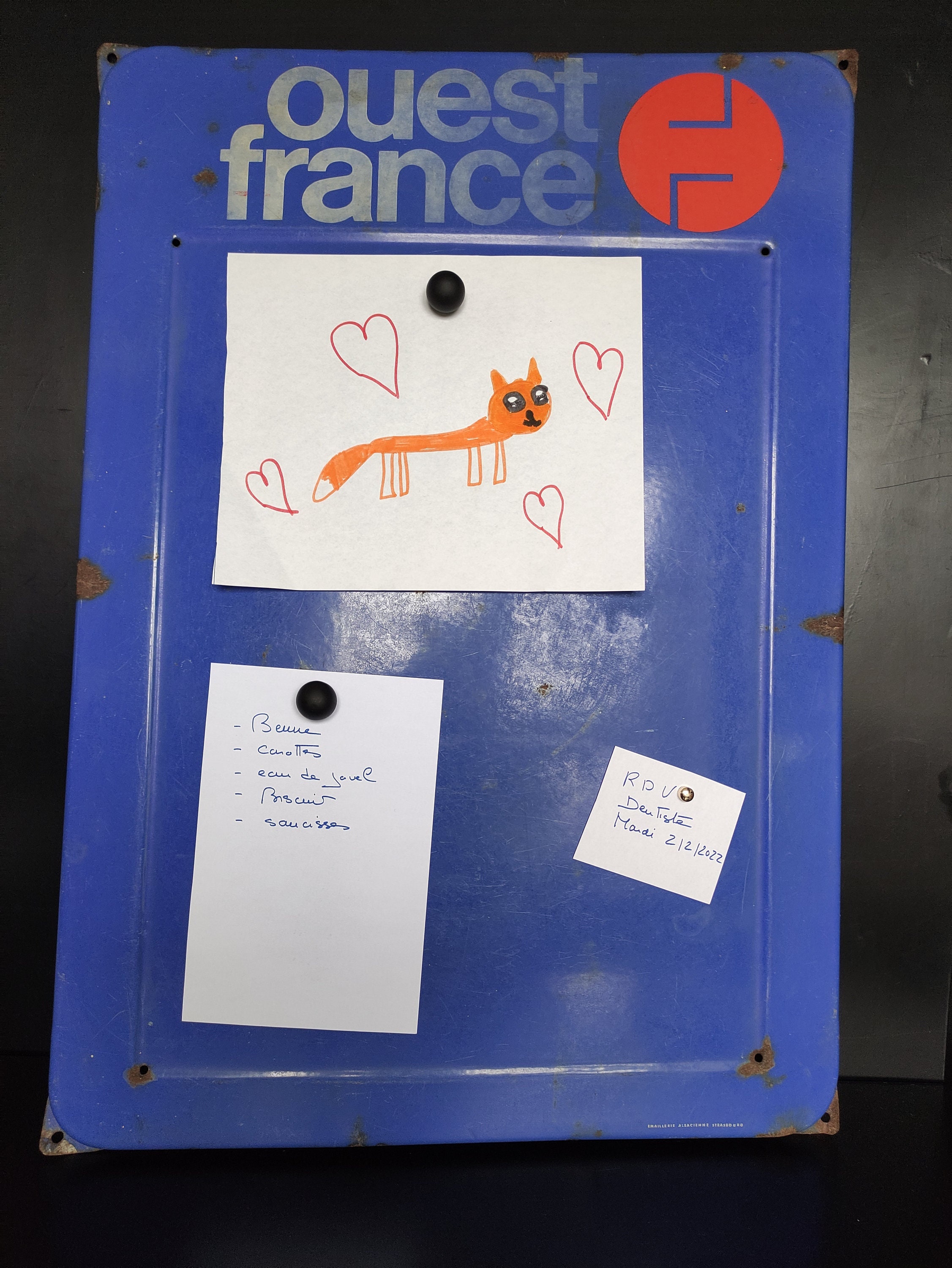 Grande Plaque Publicitaire Émaillée Du Journal Ouest France - Vintage Années 80