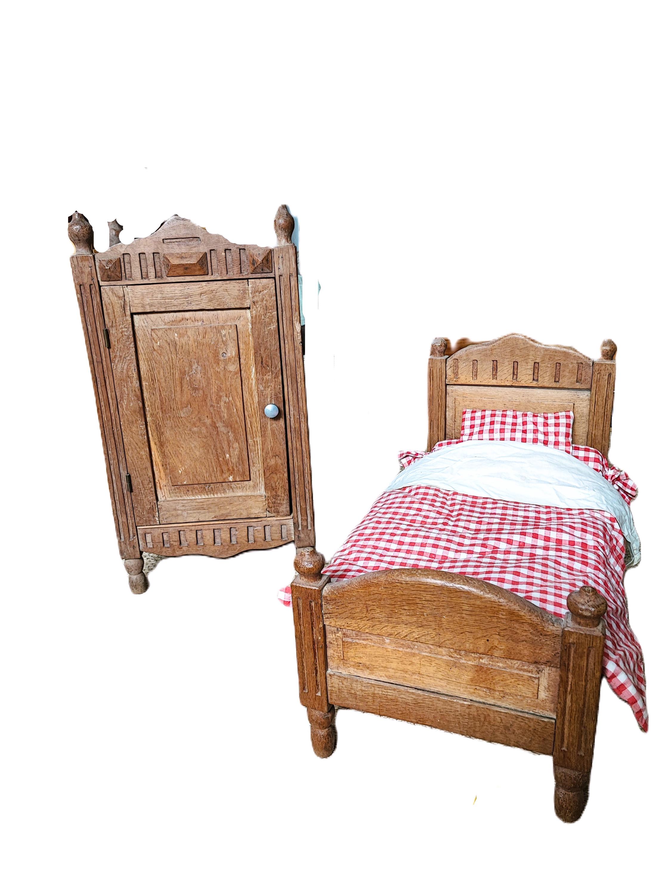 Lit Miniature Vintage 1:12 En Bois Pour Poupée – 15,6 Cm Avec Matelas Et Oreiller, Meuble DIY