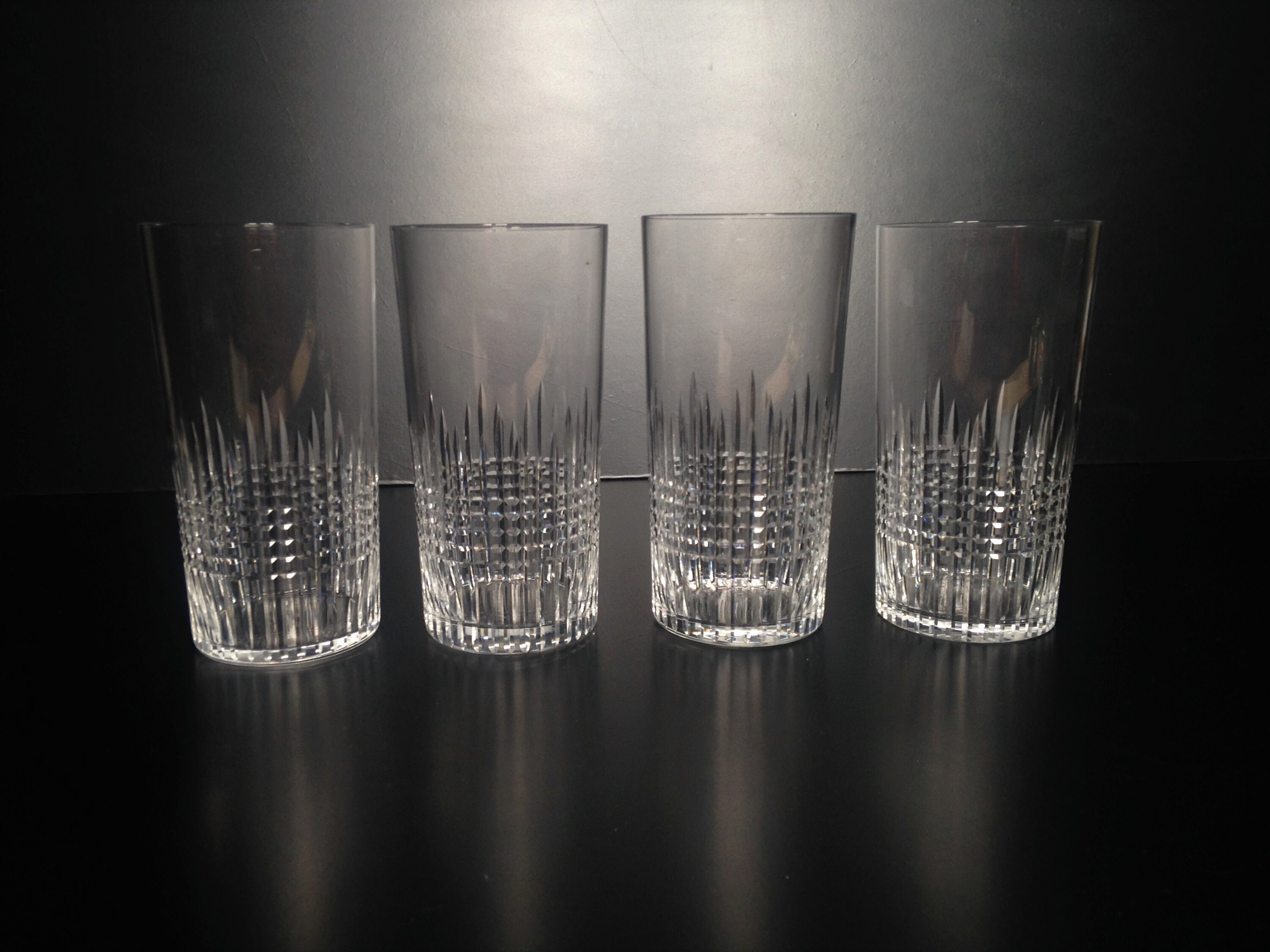 Baccarat - 4 Grands Verres en Cristal, Modèle Nancy Vintage/Ancien Xixème Siècle