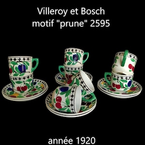 Villeroy and Bosch - Coffee service of 8 cups and saucers - Wallerfangen vintage/old 1920