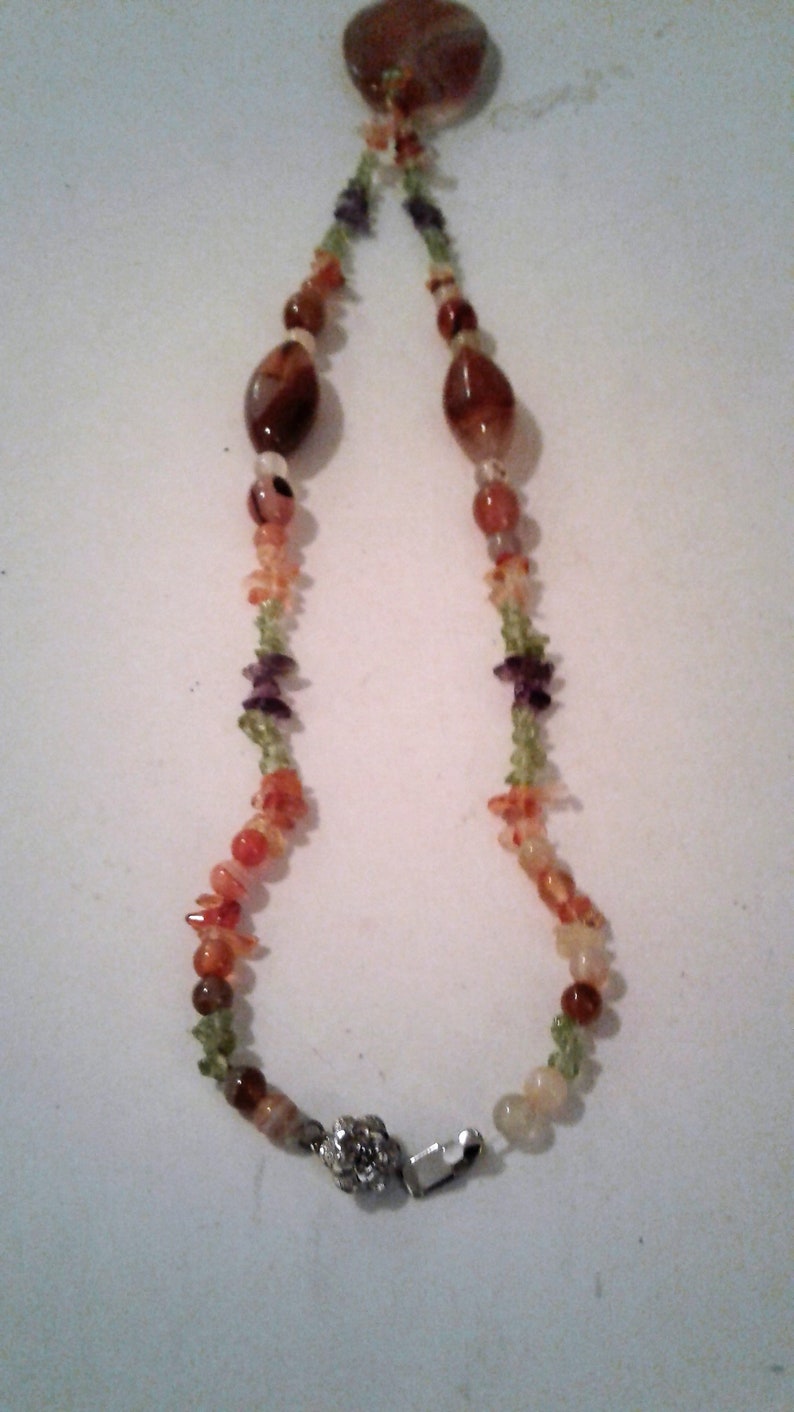 18 Boho Orange Carnelian Bead and Pendant Vintage Necklace