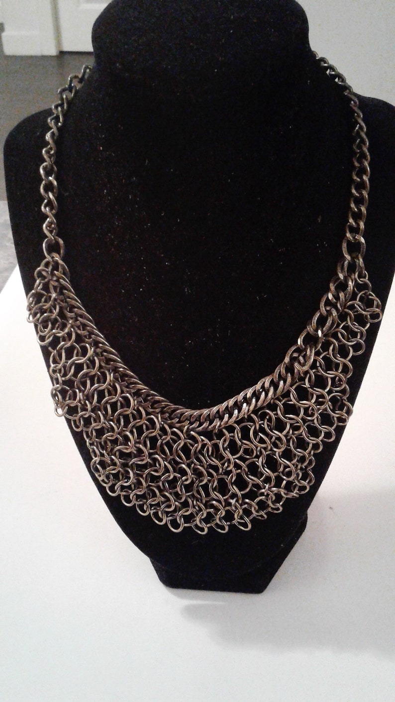 Heavy 16.5-19.5 Brass Metal Chain Statement Dangle 90/'s Necklace