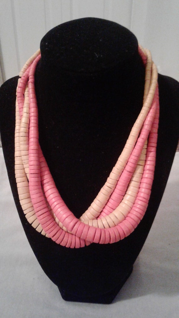 Yellow and Orange Wood Bead Vintage Multi Layer Ne