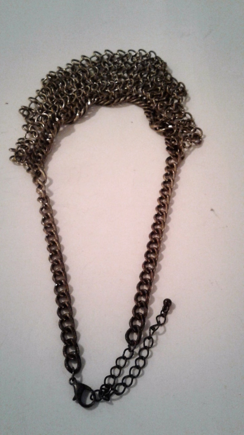Heavy 16.5-19.5 Brass Metal Chain Statement Dangle 90/'s Necklace