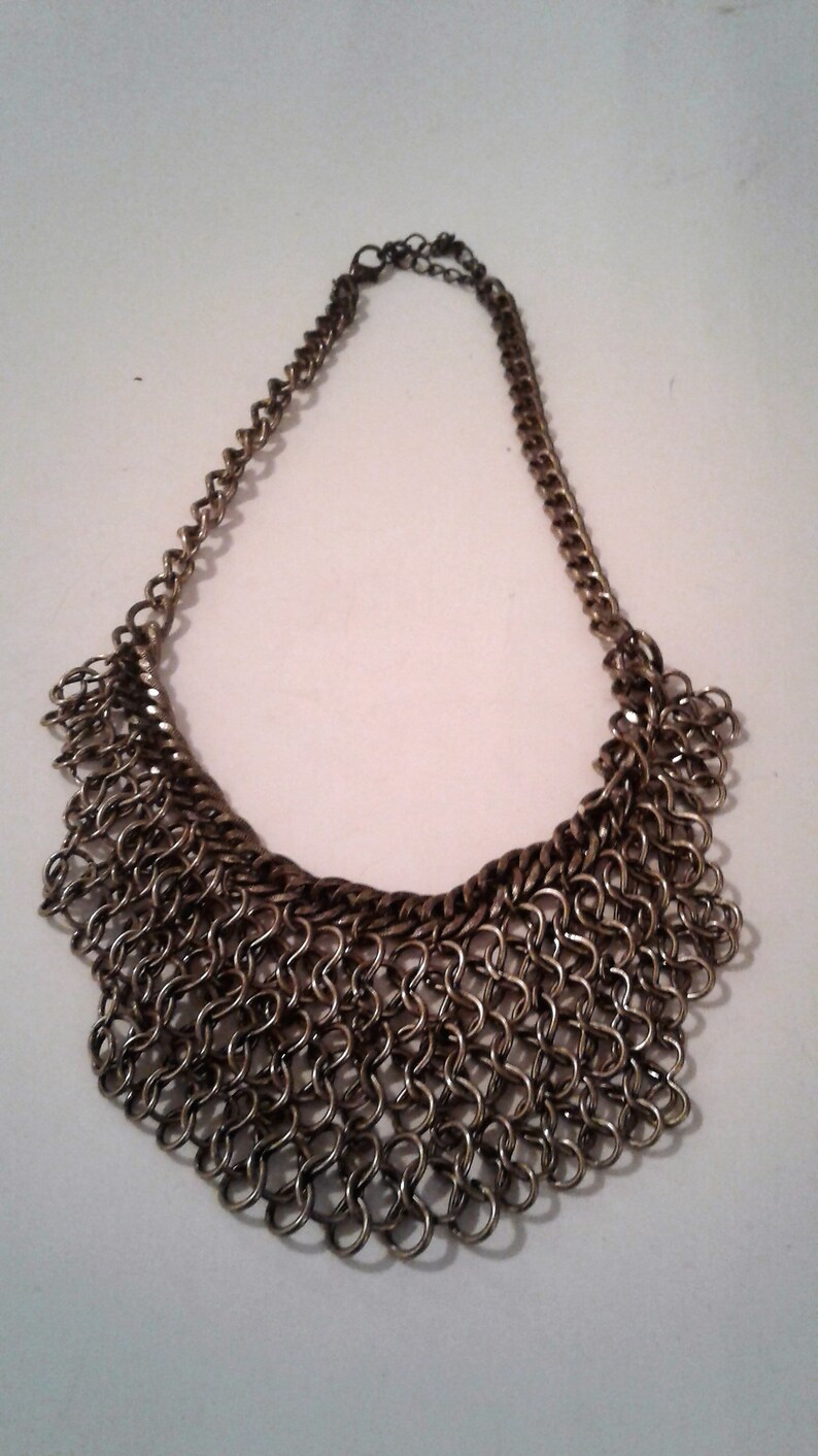 Heavy 16.5-19.5 Brass Metal Chain Statement Dangle 90/'s Necklace