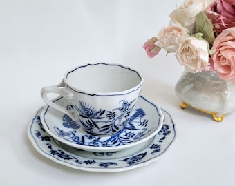 Blue Danube ~ Trio with the Rectangular Mark ~ Teacup, Saucer, Bread or Dessert Plate ~ MINT
