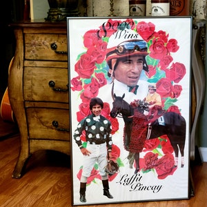 Signed Laffit Pincay &#39;Swale&#39; Kentucky Derby Poster in Metal Frame