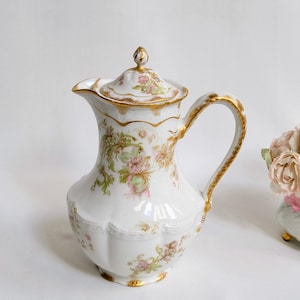 Antique Haviland & Co Limoges Art Deco Chocolate Pot ~ Schleiger 56C ~ 1880-1920's France