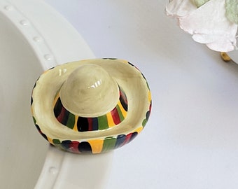 Nora Fleming Stoneware Mini ~ "Ole!" Mexican Sombrero Hat~ Signed ~ Perfect