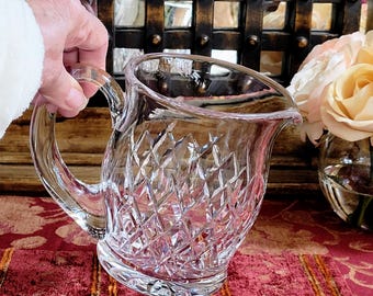 Waterford Crystal Pitcher/Jug ~ Vintage Boyne Pattern ~ Signed ~ Diamond Cut ~ Made in Ireland