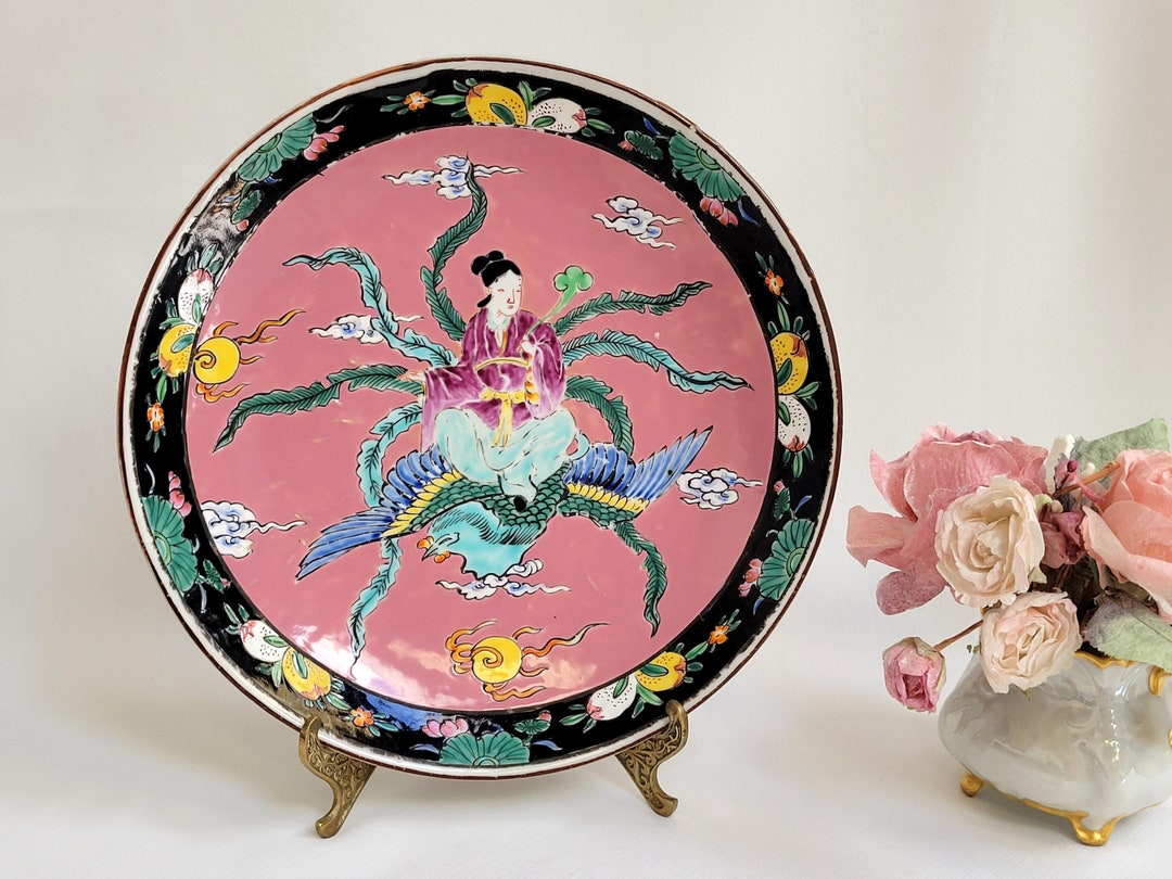 Antique Phoenix Dragon Plate C 1850 1899 Meiji Period Etsy