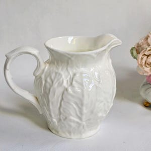 Coalport Country Ware Bone China-kan: witte koolbladpatroon, majolica-kan
