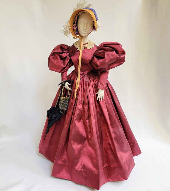 Victorian Style Dress Displayed on Reproduction Doll Mannequin 23 Inches Tall Beautiful Victorian Style Silk Clothing Accessories Etsy