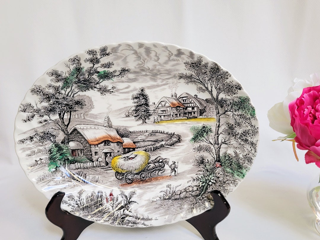 Yorkshire Ironstone Large Platter Genuine Hand Engraved Made in