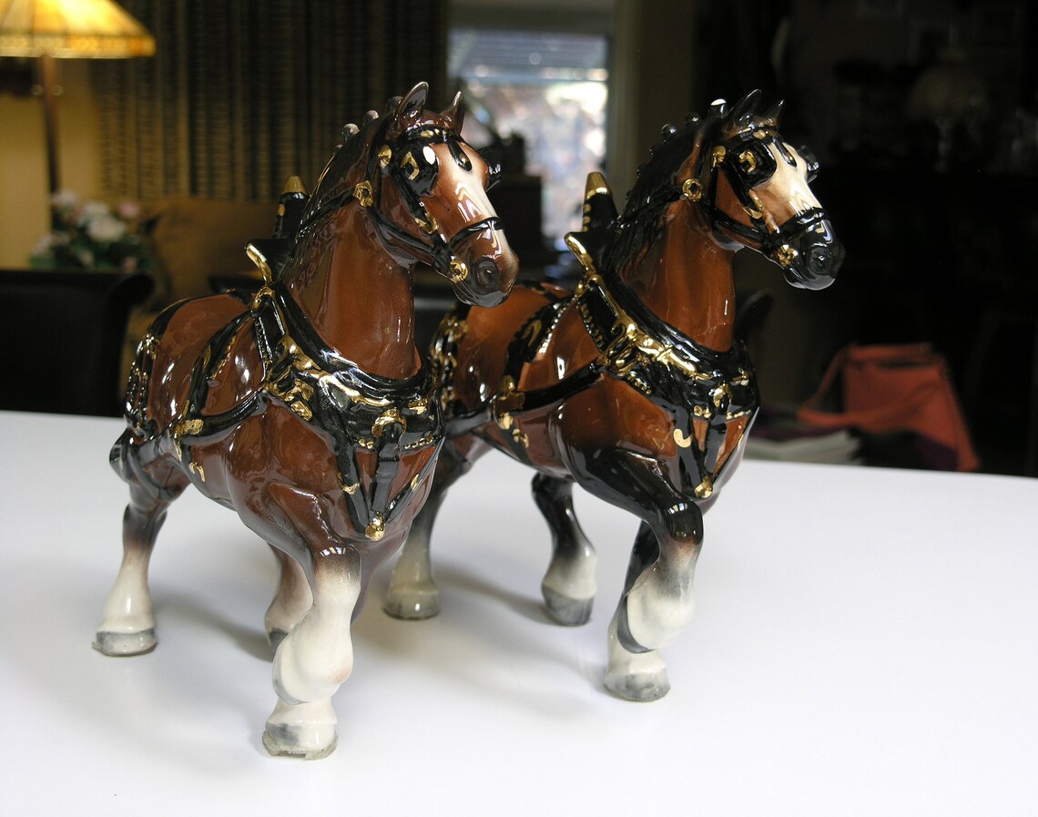 1970's Budweiser 8 Clydesdale Horses and Wagon by Metlox / Etsy