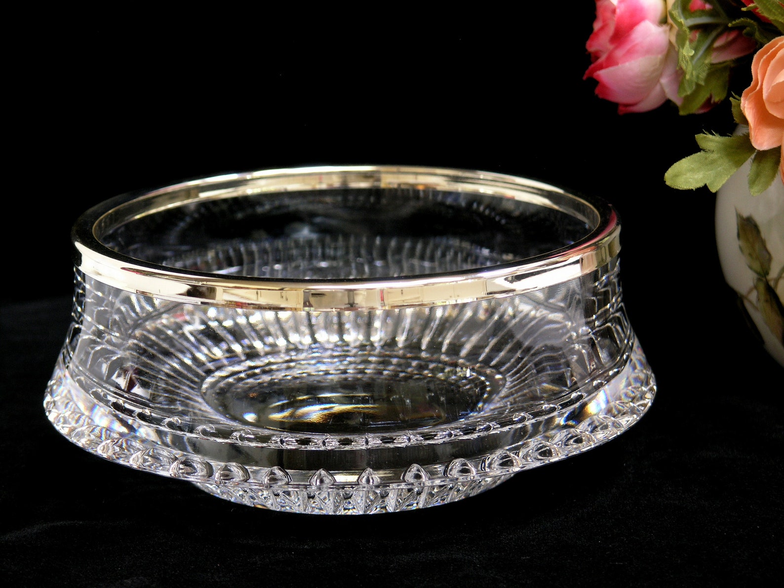 Gorham Crystal Serving Bowl With Silver Rim / Perfect Like Etsy
