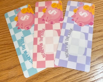 Piggy Money in the bank placeholders for cash envelopes// set of 3