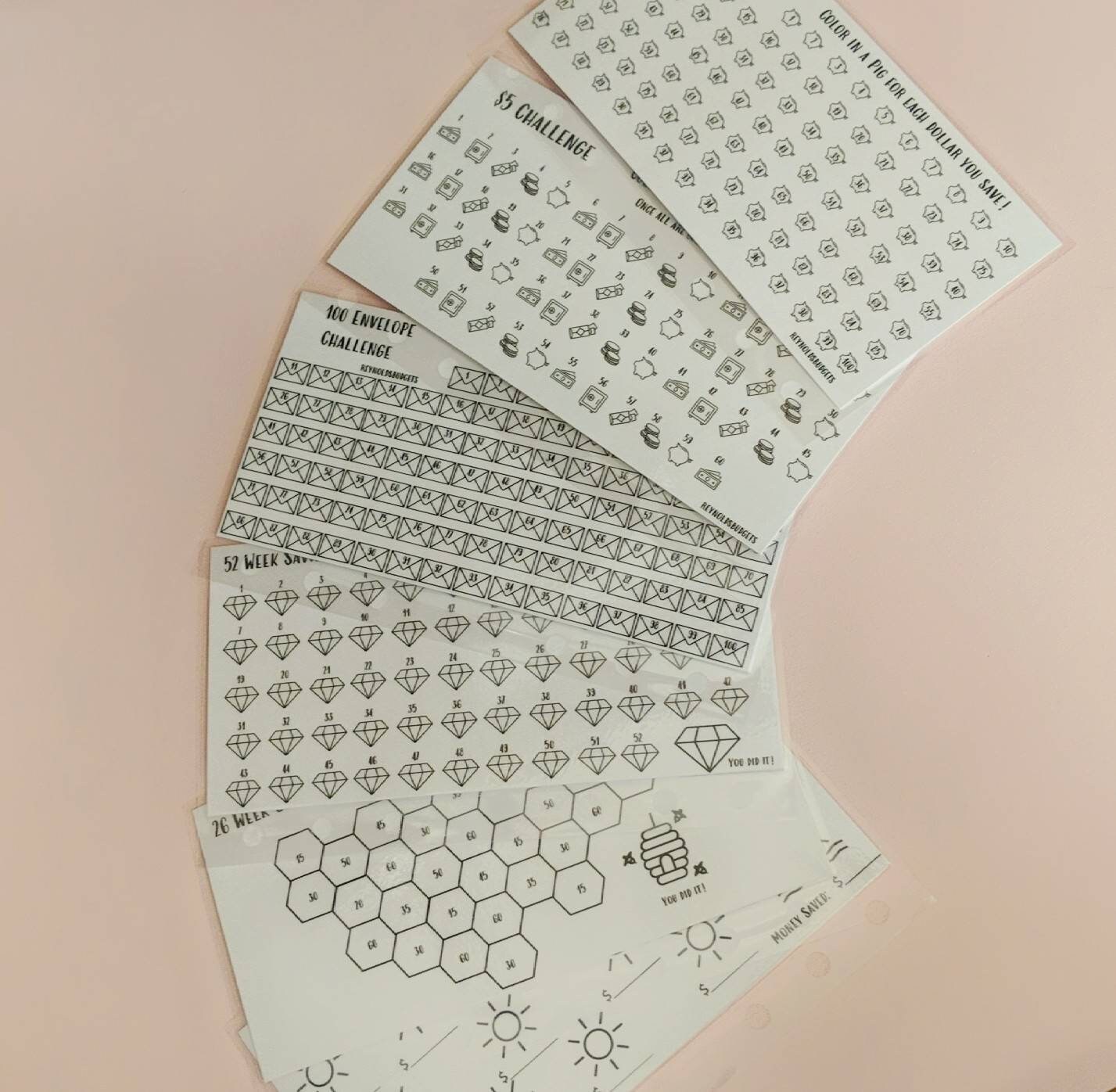 Laminated Saving Challenge tracker Set