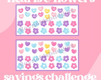 Schattige hartjes en bloemen// DIGITALE DOWNLOAD // spaaruitdaging