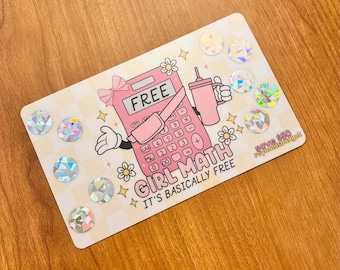 girl math // savings challenge scratch off // holographic scratch off