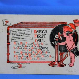 1908 Carte postale Kathleen Mathew Babys Premier appel
