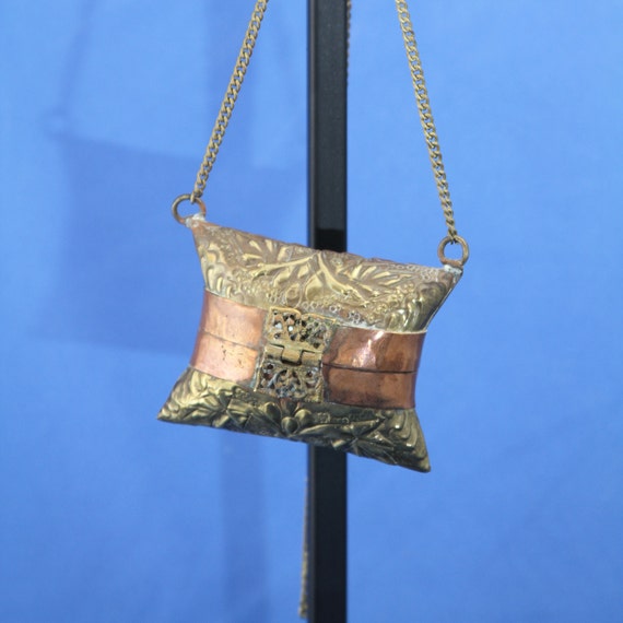 Vintage brass and copper pillow purse 1930's - image 1