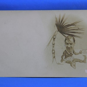 Cartão postal com foto real de ATLANTIC City NJ dos anos 1900 "sob a árvore de bambu" não utilizado