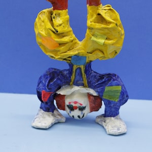 1970 Mexico Folk Art - CLOWN FIGURINE Signed and Numbered a Paper Mache
