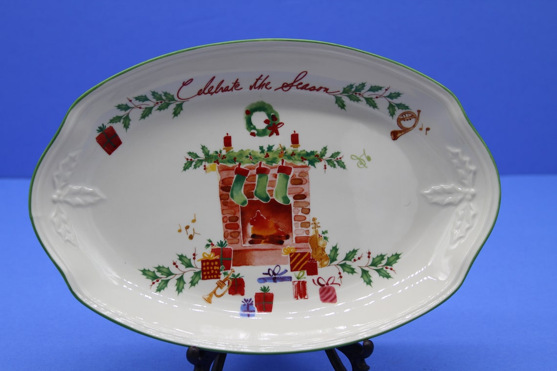 Vintage Lenox Christmas Holiday Oval Plate Etsy