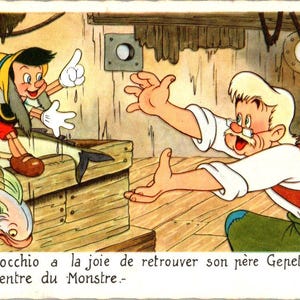 Tema Disney-Pinocchio-Cartolina francese anni '50 A20