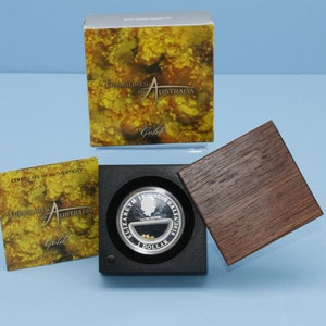 Treasures of Australia Gold Nuggets 1  dollar 2010 Proof Silver Crown 1oz Box & COA