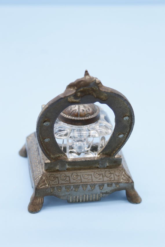 1900 年代の真鍮の馬の頭と蹄鉄のインクのデスク セット - Etsy 日本