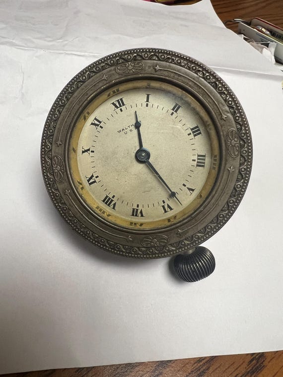 Antique Waltham Watch Days Stem Car Clock