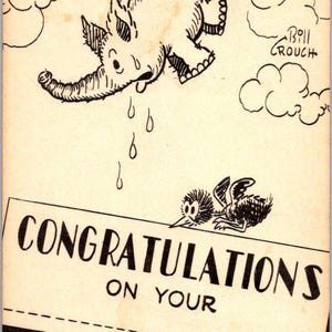 Carte postale Félicitations pour votre faire-part de naissance de gros bébé éléphant Delerium