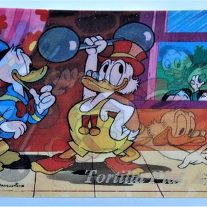 Vintage Walt Disney Produktionen Lenticular Postkarte Donald Duck, drei Neffen, scrooge