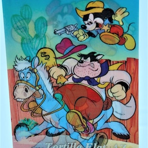 Vintage Walt Disney Produktionen Lenticular Postkarte mit Mickey als Sheriff