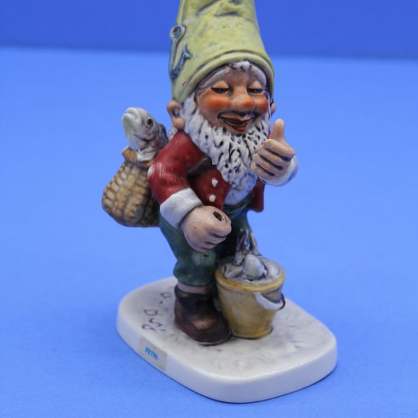 Vintage Goebel Gnome Co-Boy Petri the fisherman 7" high Figurine