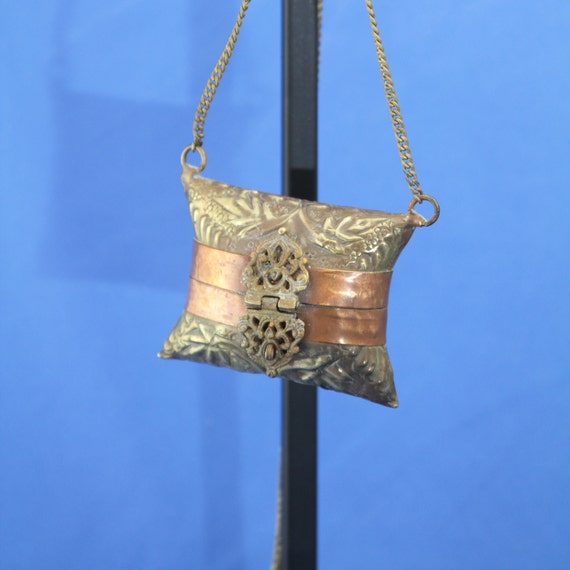 Vintage brass and copper pillow purse 1930's - image 2