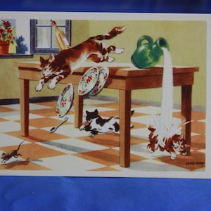 cartão postal vintage Jean Paris Cat
