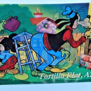 Vintage Walt Disney Produktionen Lenticular Postkarte Mickey and Goofy Gemälde